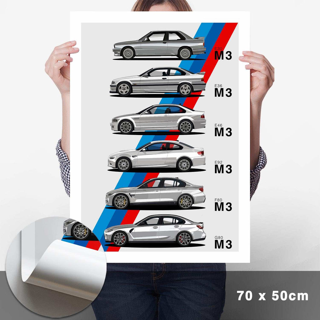 M3 Generationen Poster Seite Hell - Cartistry