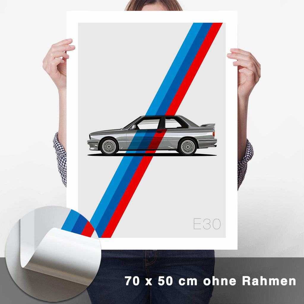 M3 E30 - Stripes Poster - CARTISTRY