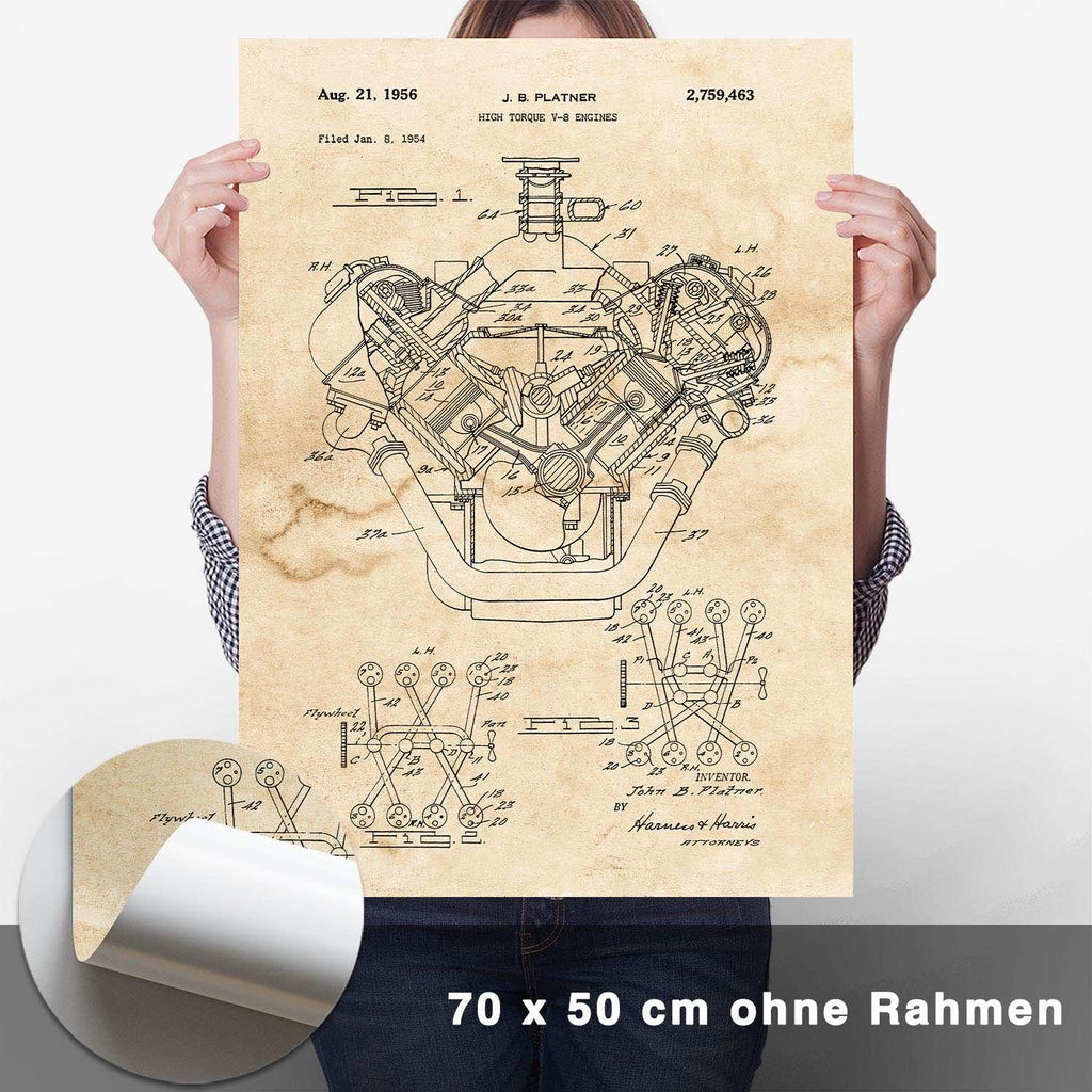Patent Poster V8 Motor - CARTISTRY