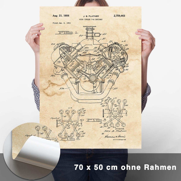 Lade das Bild in den Galerie-Viewer, Patent Poster V8 Motor - CARTISTRY