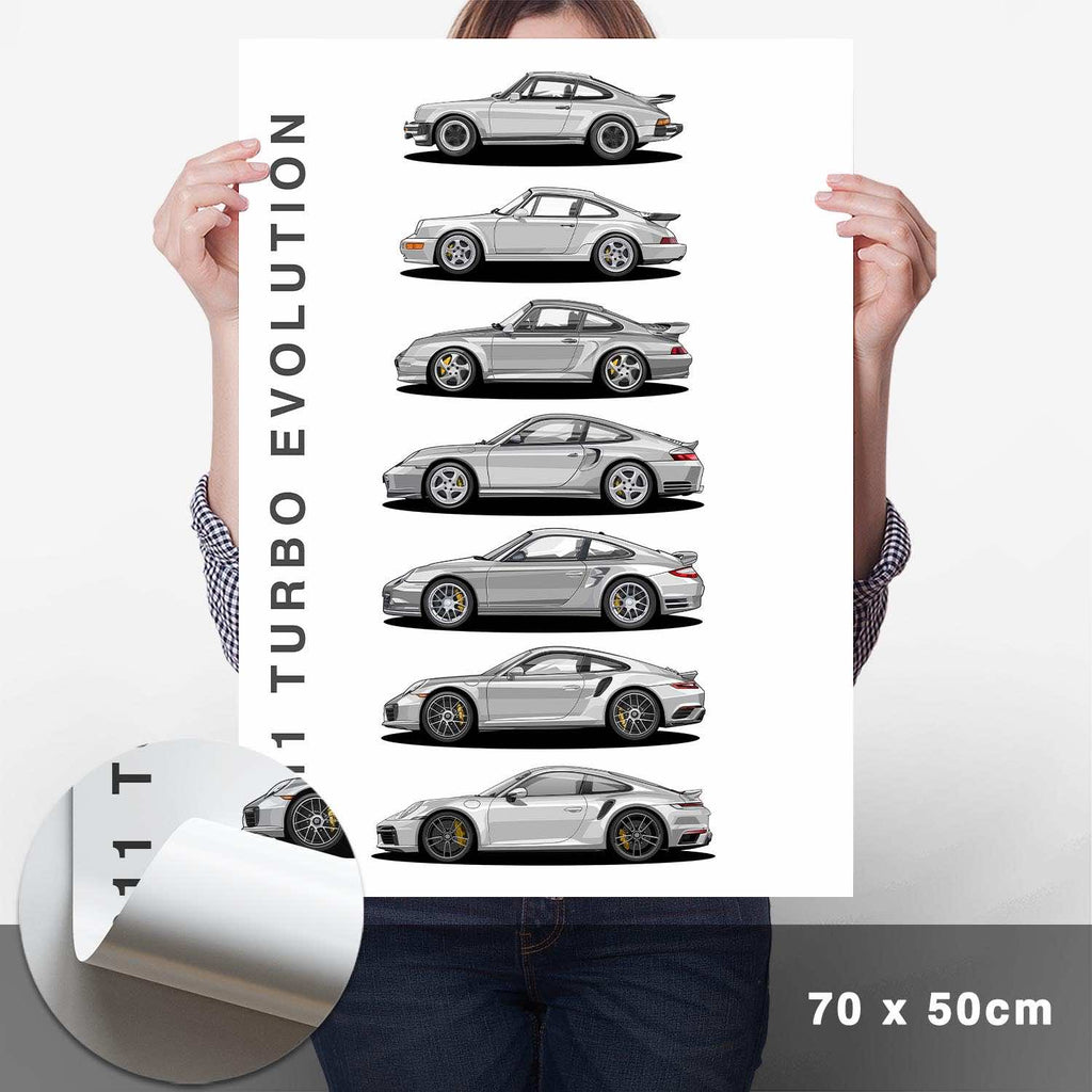 911 Turbo Generationen Poster Hell - Cartistry