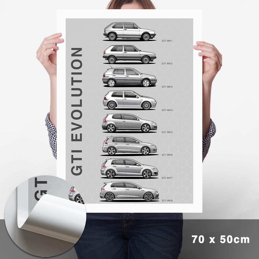 Golf GTI Generationen Poster - Cartistry
