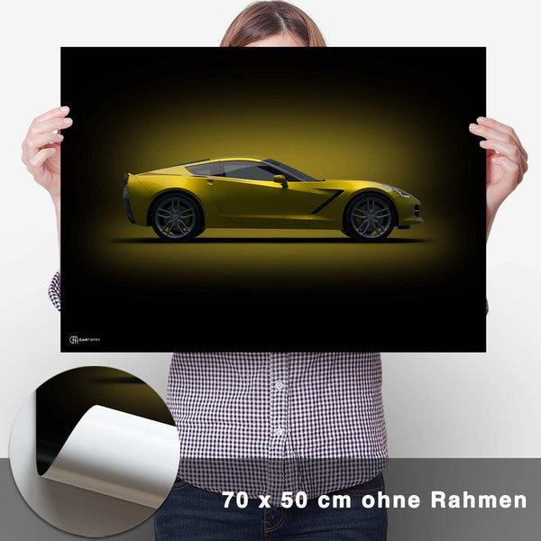 Lade das Bild in den Galerie-Viewer, Corvette C7 Poster Seite Dunkel - CARTISTRY