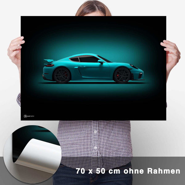 Lade das Bild in den Galerie-Viewer, Cayman GT4 Poster Seite Dunkel - CARTISTRY