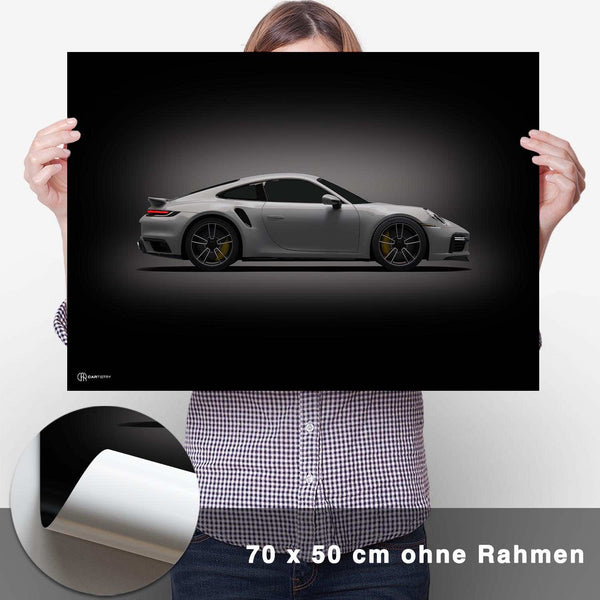 Lade das Bild in den Galerie-Viewer, 911 Turbo (992) Poster Seite Dunkel - CARTISTRY