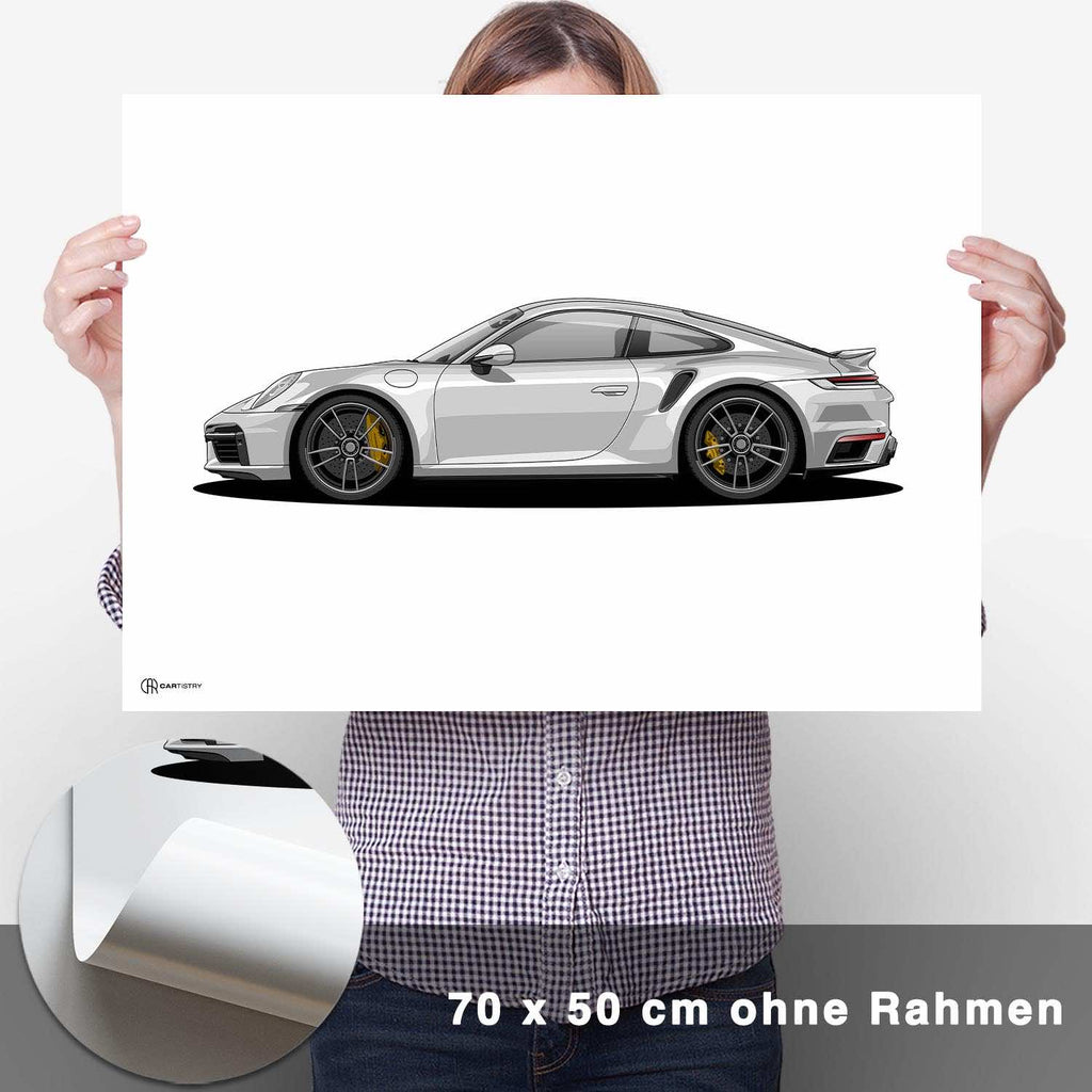 911 Turbo (992) Artwork Poster Hell - CARTISTRY