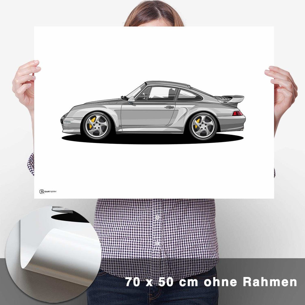 911 Turbo (993) Artwork Poster Hell - CARTISTRY