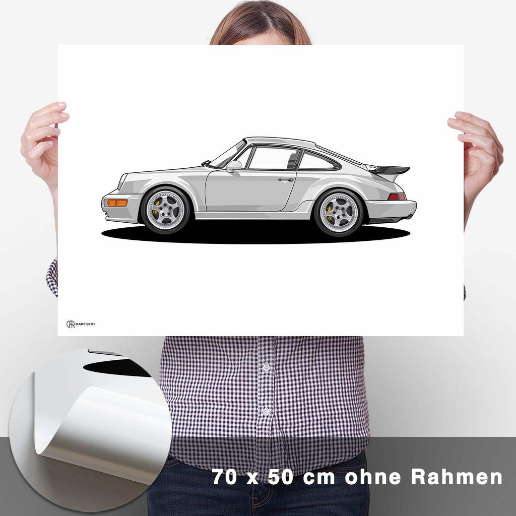 911 Turbo (964) Artwork Poster Hell - CARTISTRY