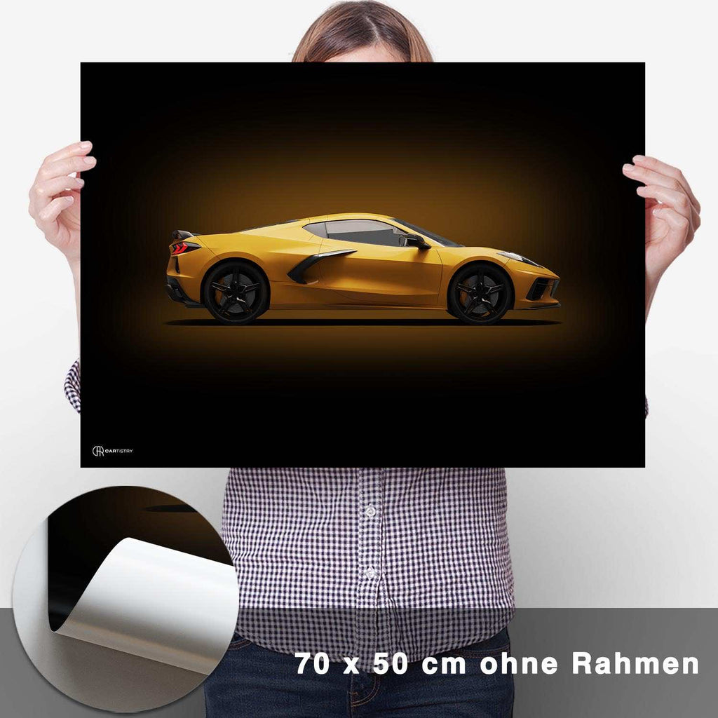 Corvette C8 Poster Seite Dunkel - CARTISTRY