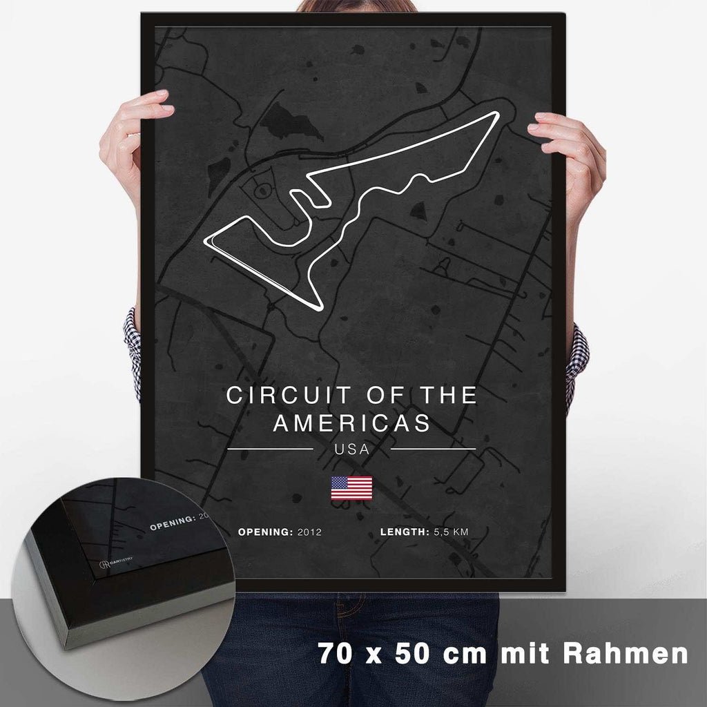 Circuit Americas Rennstrecken Poster - Dunkel - CARTISTRY
