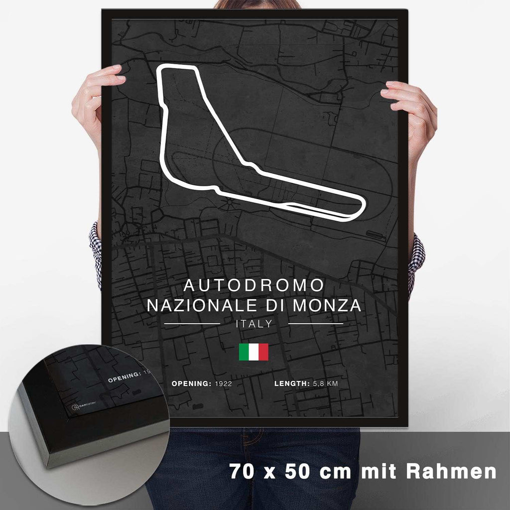 Monza Rennstrecken Poster - Dunkel - CARTISTRY
