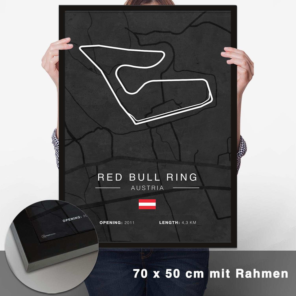 Red Bull Ring Spielberg Rennstrecken Poster - Dunkel - CARTISTRY