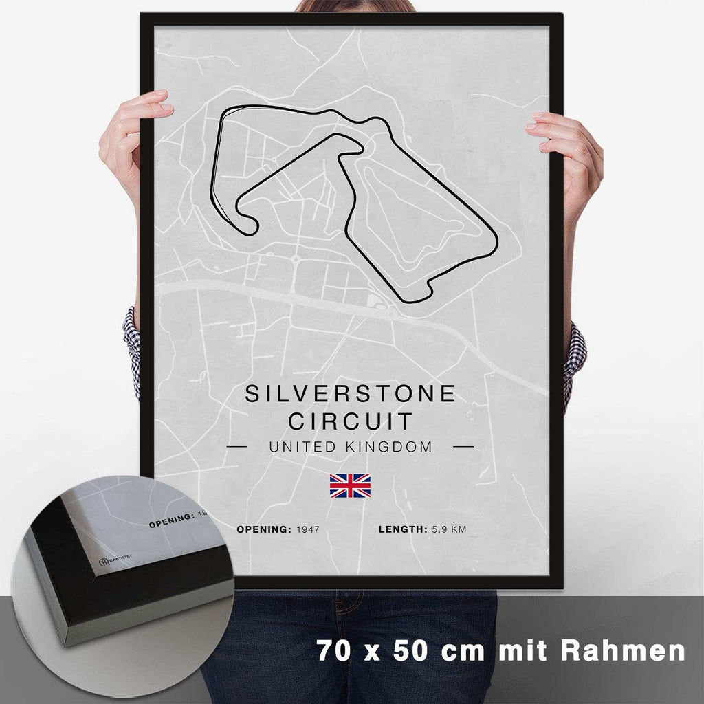 Silverstone Rennstrecken Poster - Hell - CARTISTRY
