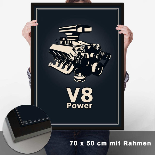Lade das Bild in den Galerie-Viewer, V8 Motor Poster - Blau - CARTISTRY