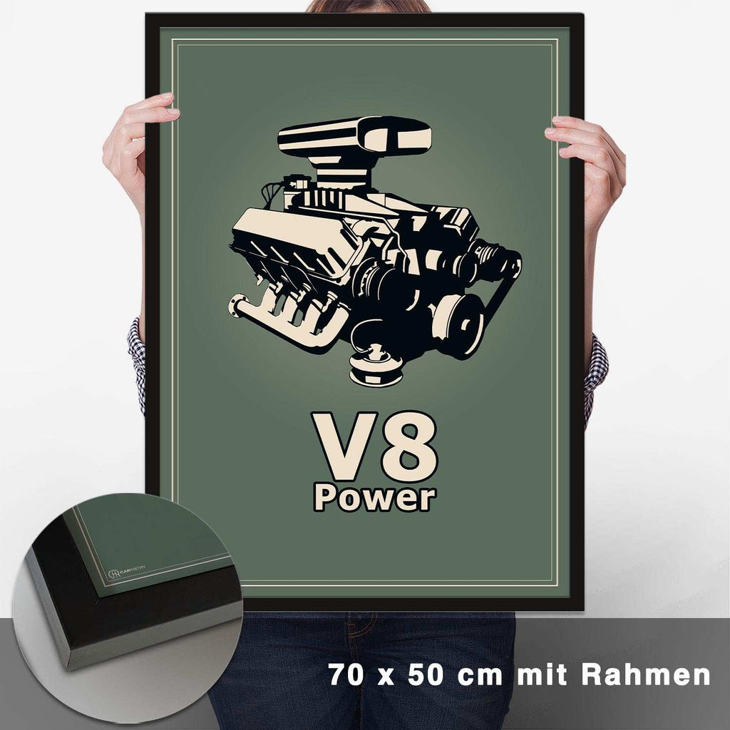 V8 Motor Poster - Grün - CARTISTRY