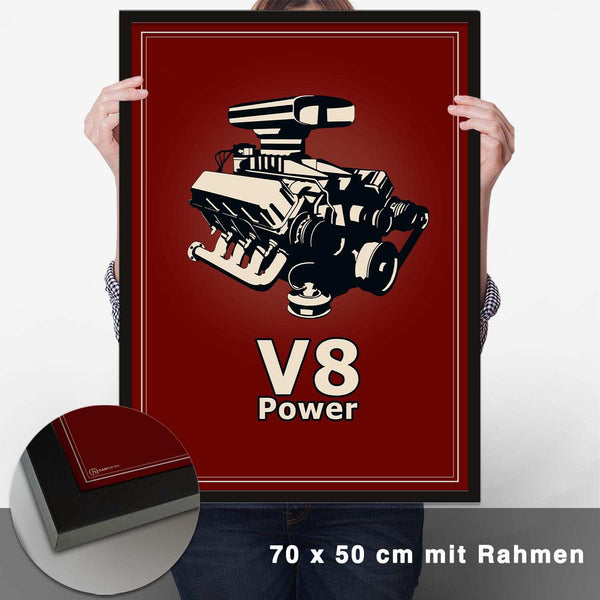 Lade das Bild in den Galerie-Viewer, V8 Motor Poster - Rot - CARTISTRY