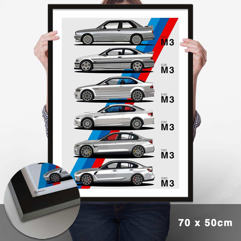 M3 Generationen Poster Seite Hell - Cartistry