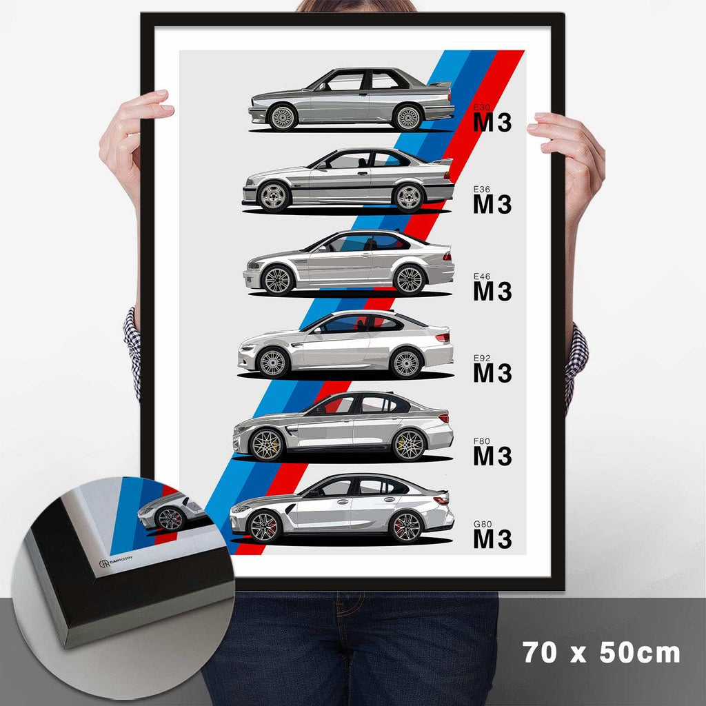 M3 Generationen Poster Seite Hell - Cartistry