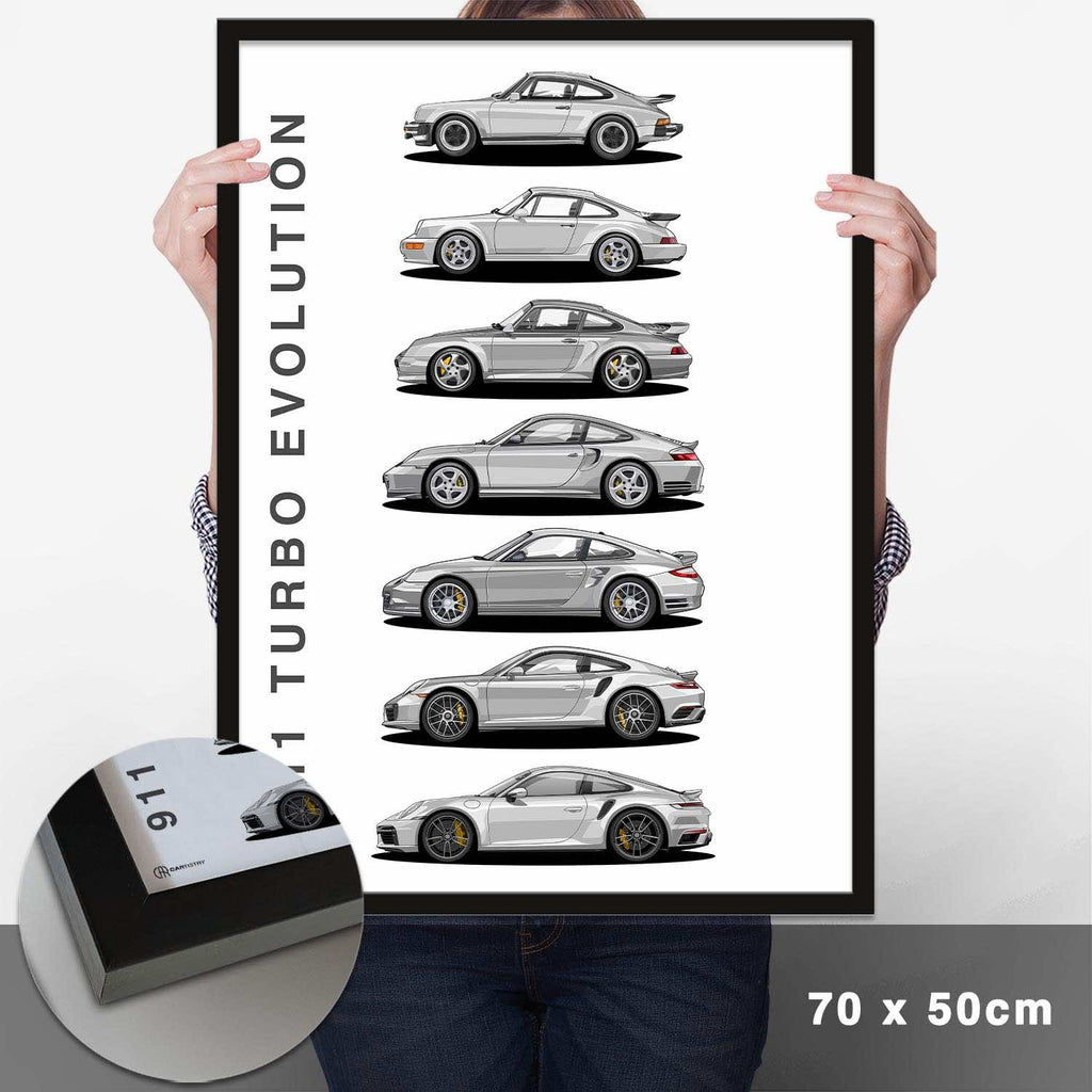 911 Turbo Generationen Poster Hell - Cartistry