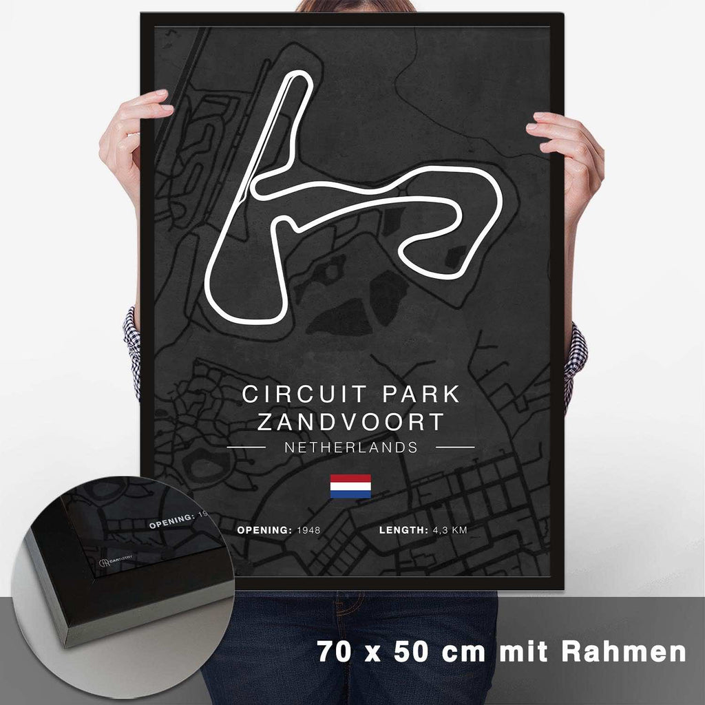 Circuit Park Zandvoort Rennstrecken Poster - Dunkel - CARTISTRY