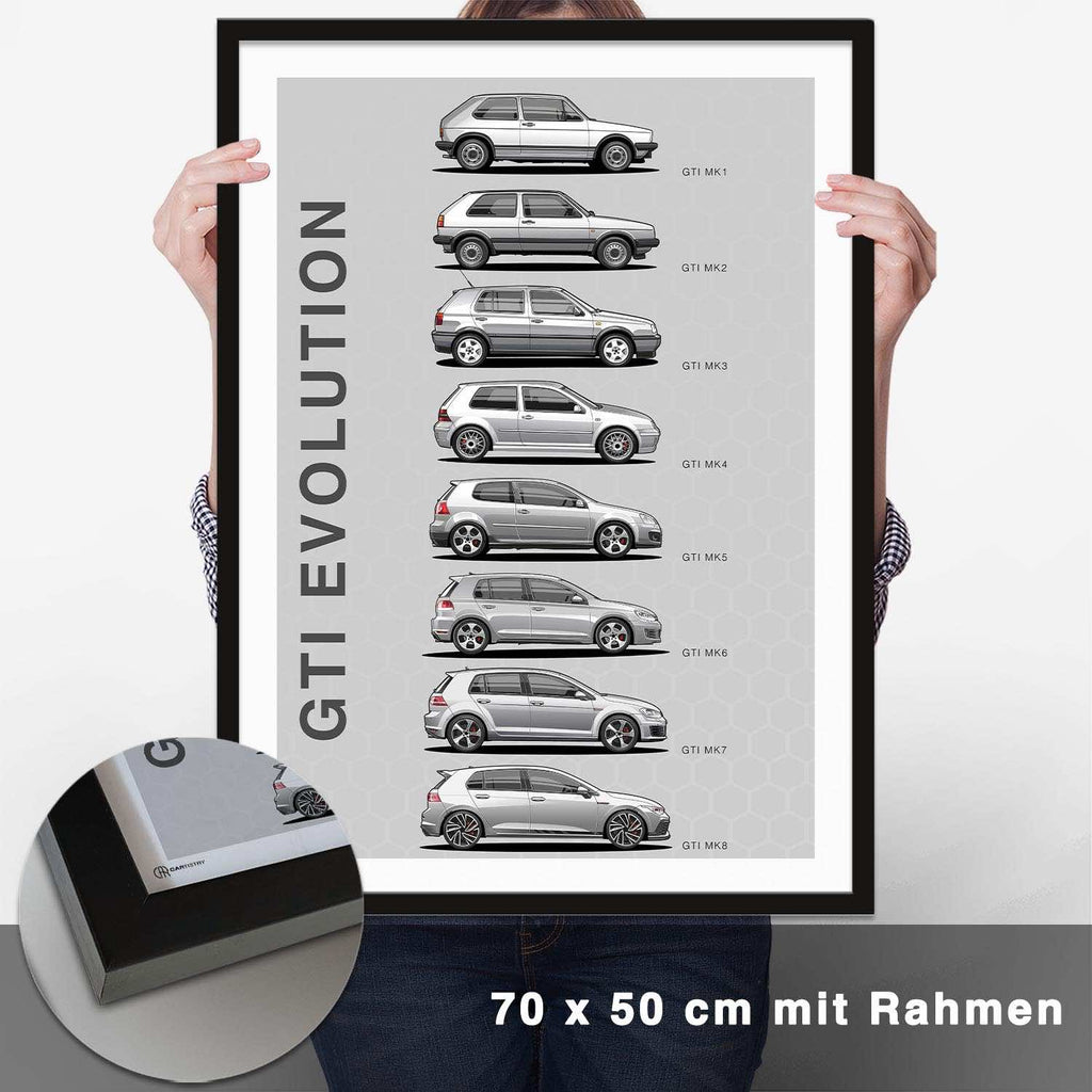 Golf GTI Generationen Poster - CARTISTRY