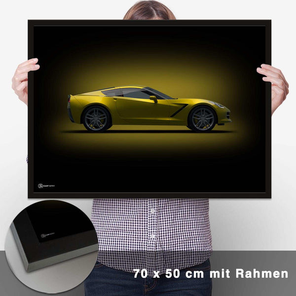 Lade das Bild in den Galerie-Viewer, Corvette C7 Poster Seite Dunkel - CARTISTRY