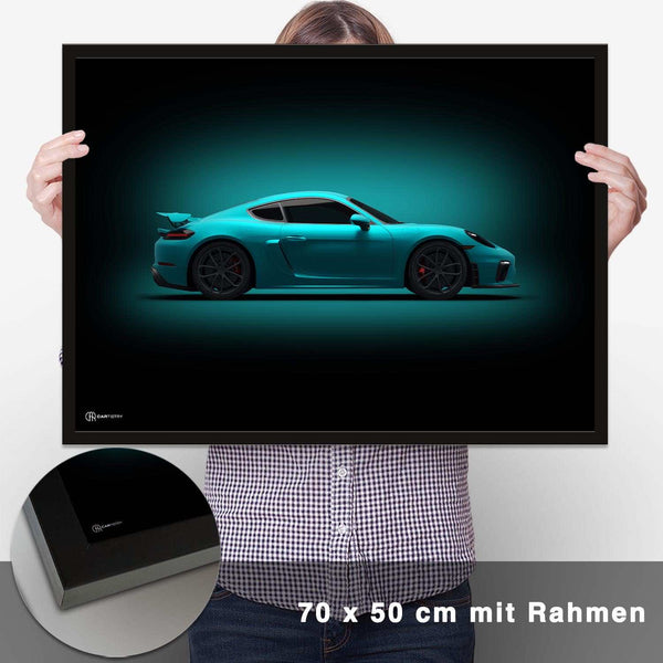 Lade das Bild in den Galerie-Viewer, Cayman GT4 Poster Seite Dunkel - CARTISTRY