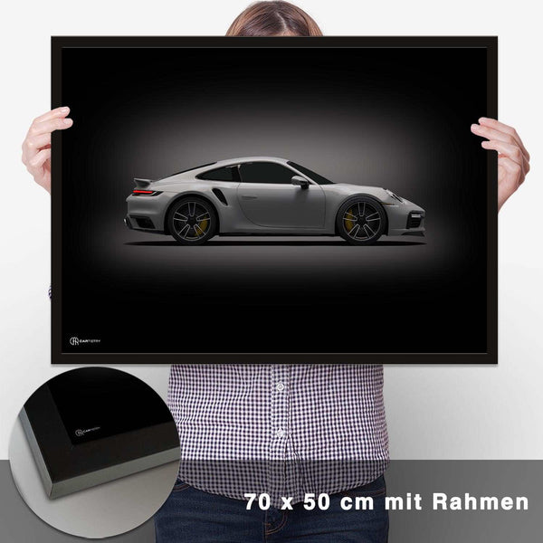 Lade das Bild in den Galerie-Viewer, 911 Turbo (992) Poster Seite Dunkel - CARTISTRY