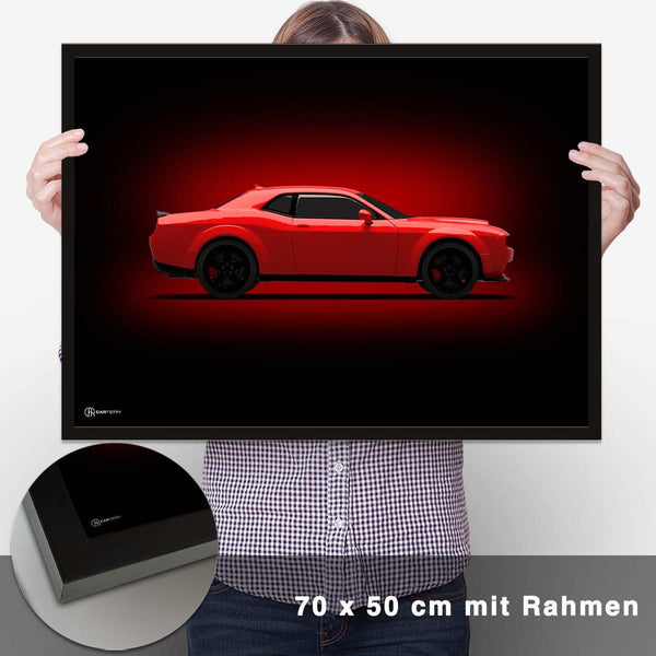 Lade das Bild in den Galerie-Viewer, Challenger SRT Demon Poster Seite Dunkel - CARTISTRY