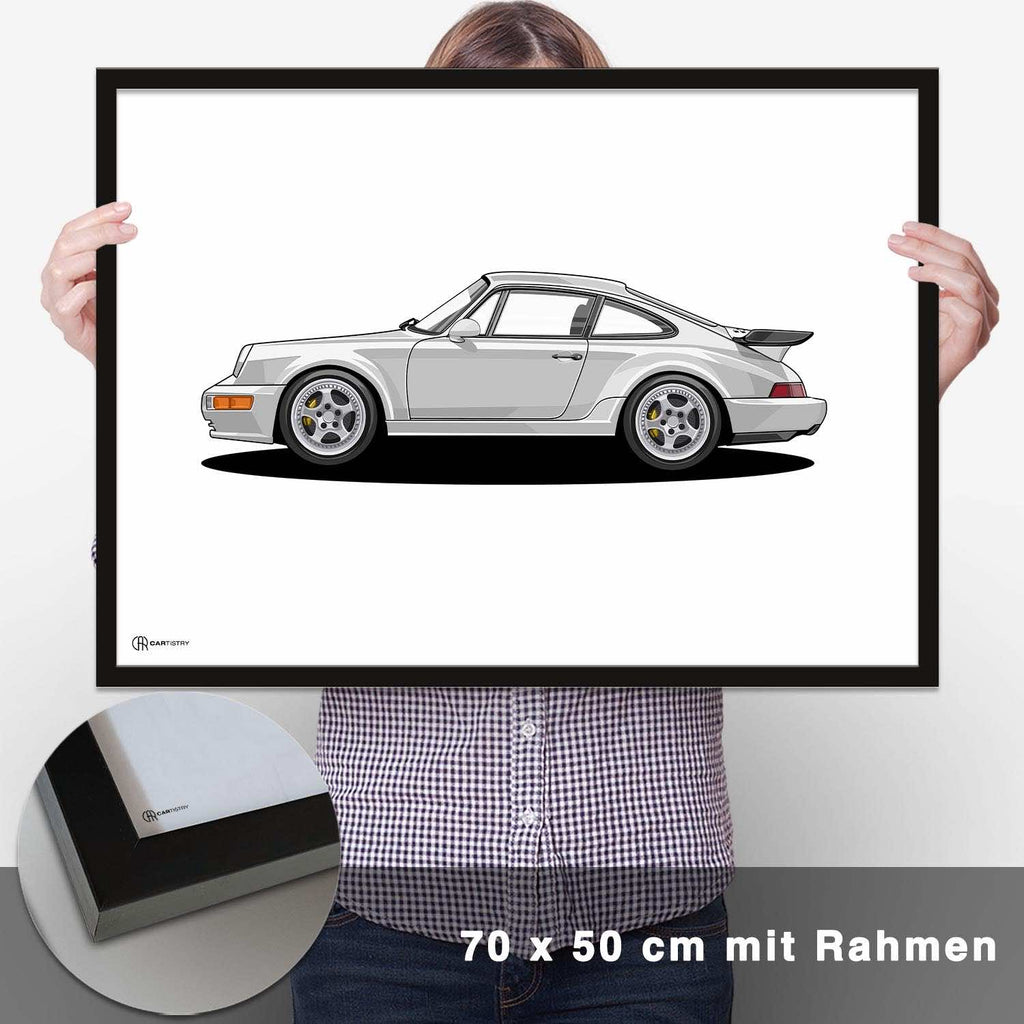 911 Turbo (964) Artwork Poster Hell - CARTISTRY