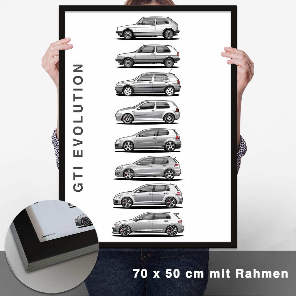 Golf GTI Generationen Poster Hell - CARTISTRY