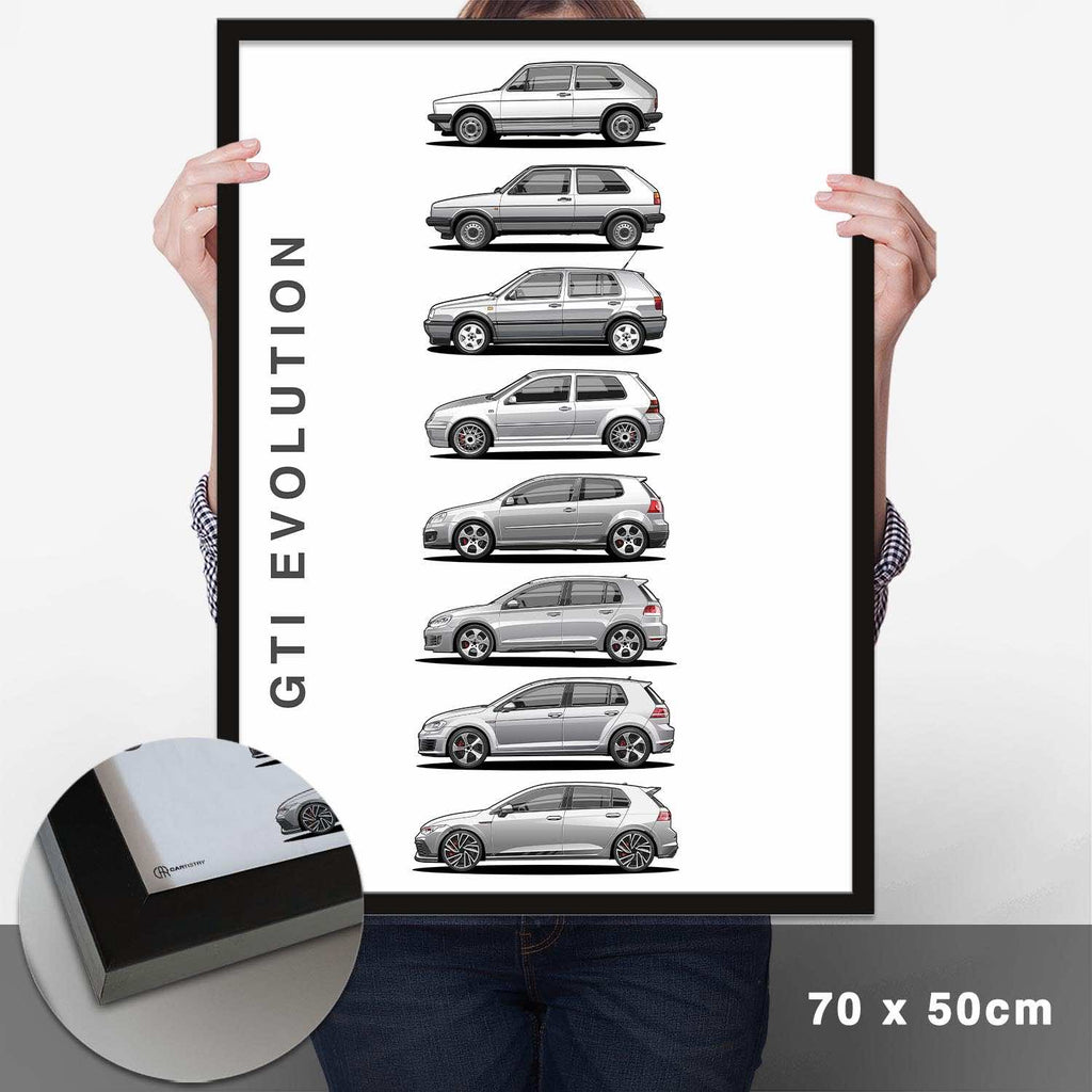 Golf GTI Generationen Poster Hell - Cartistry