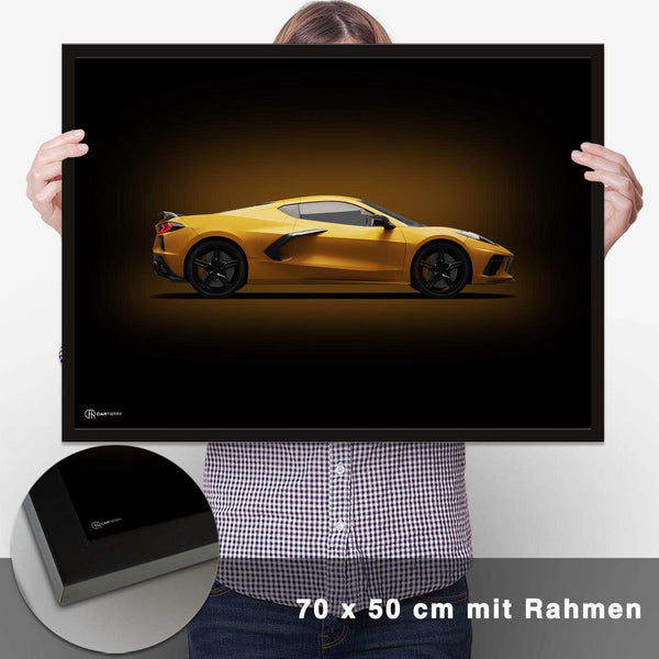 Lade das Bild in den Galerie-Viewer, Corvette C8 Poster Seite Dunkel - CARTISTRY