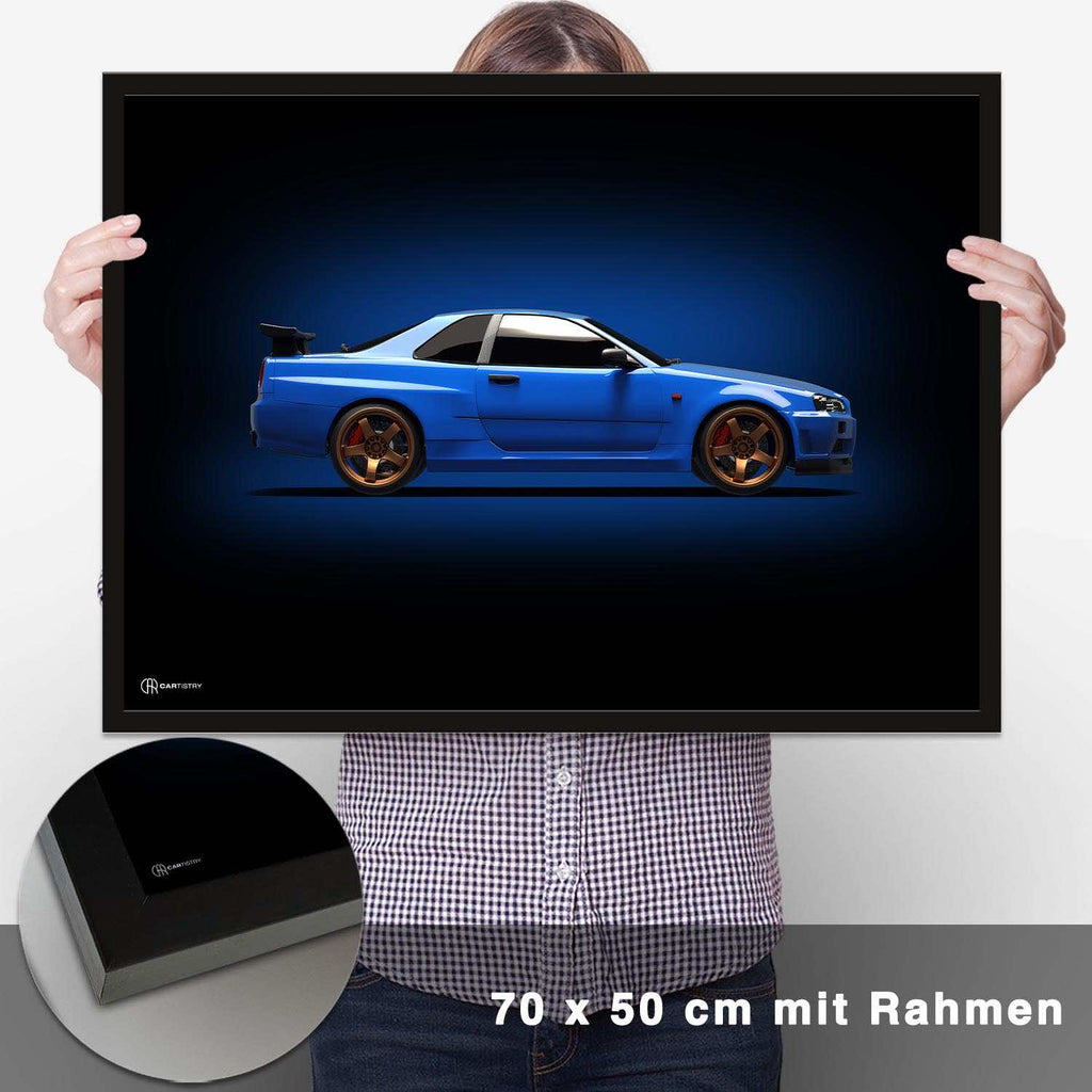 GT-R R34 Poster Seite Dunkel - CARTISTRY