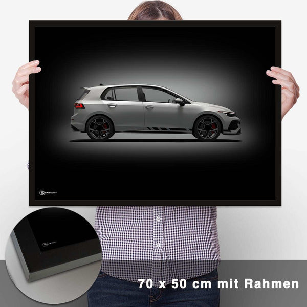 Lade das Bild in den Galerie-Viewer, Golf 8 GTI Poster Seite Dunkel - CARTISTRY
