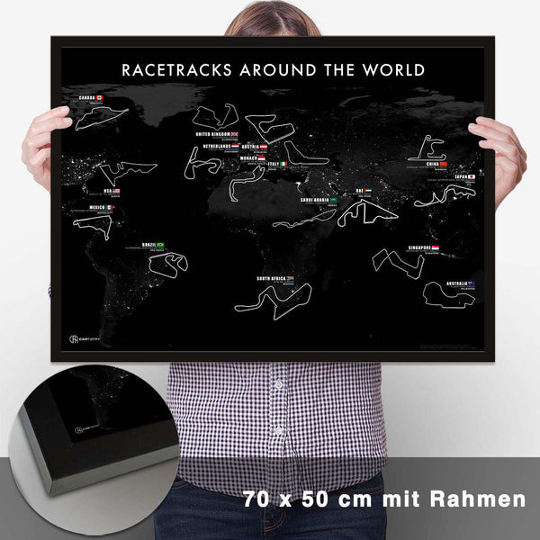 Lade das Bild in den Galerie-Viewer, Legendäre Rennstrecken Weltkarten Poster - Dunkel - Cartistry