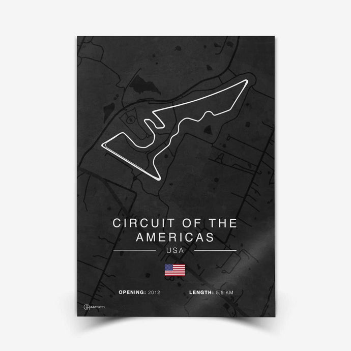 Circuit Americas Rennstrecken Poster - Dunkel - Cartistry
