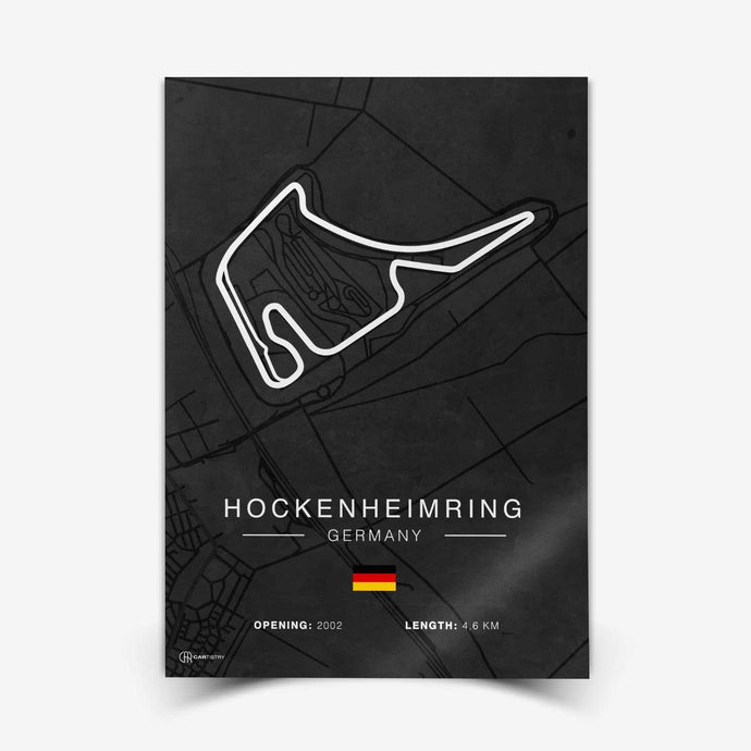 Hockenheimring Rennstrecken Poster - Dunkel - Cartistry