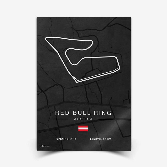 Red Bull Ring Rennstrecken Poster - Dunkel - Cartistry