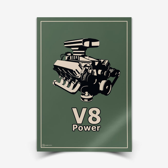 V8 Motor Poster - Grün - Cartistry