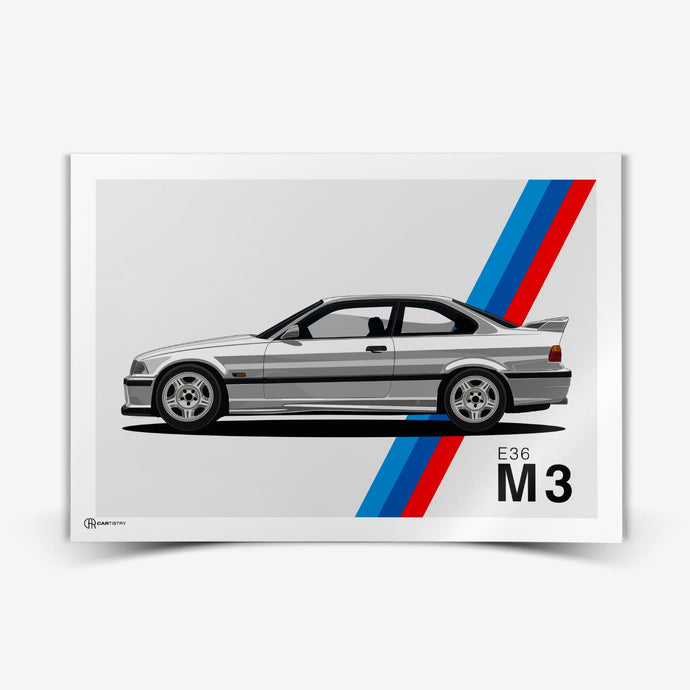 M3 E36 Artwork Poster - Cartistry
