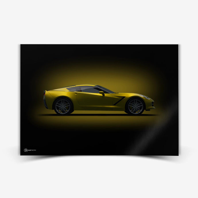 Corvette C7 Poster Seite Dunkel - Cartistry