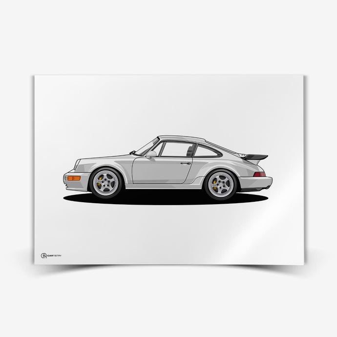 911 Turbo (964) Artwork Poster Hell - Cartistry