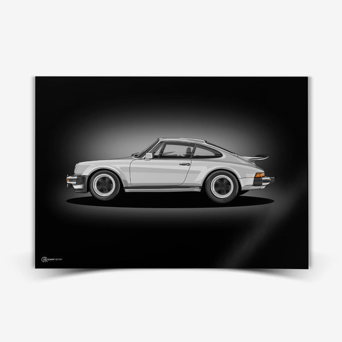 911 Turbo (930) Artwork Poster Dunkel - Cartistry