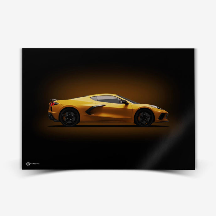 Corvette C8 Poster Seite Dunkel - Cartistry
