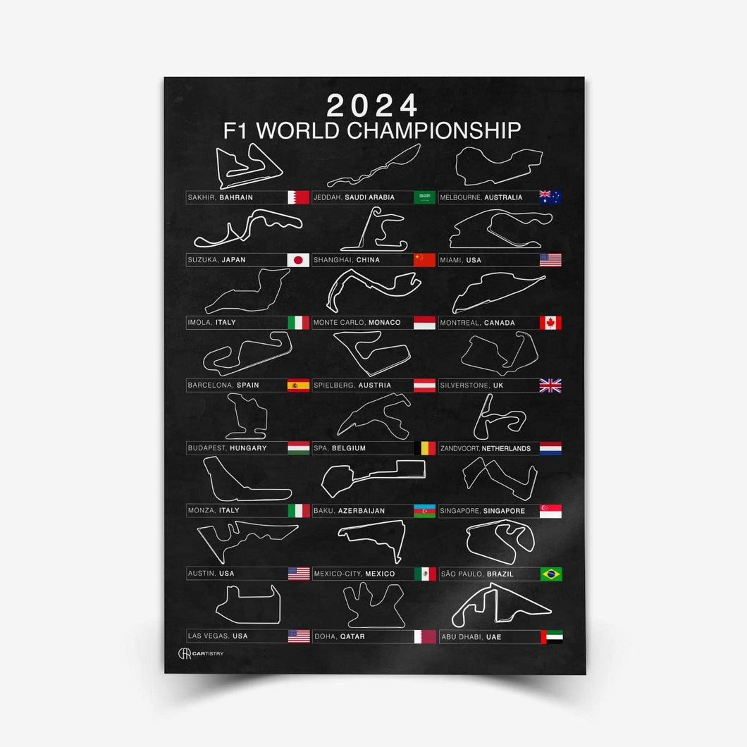 Formel 1 Poster Saison 2024 - Cartistry