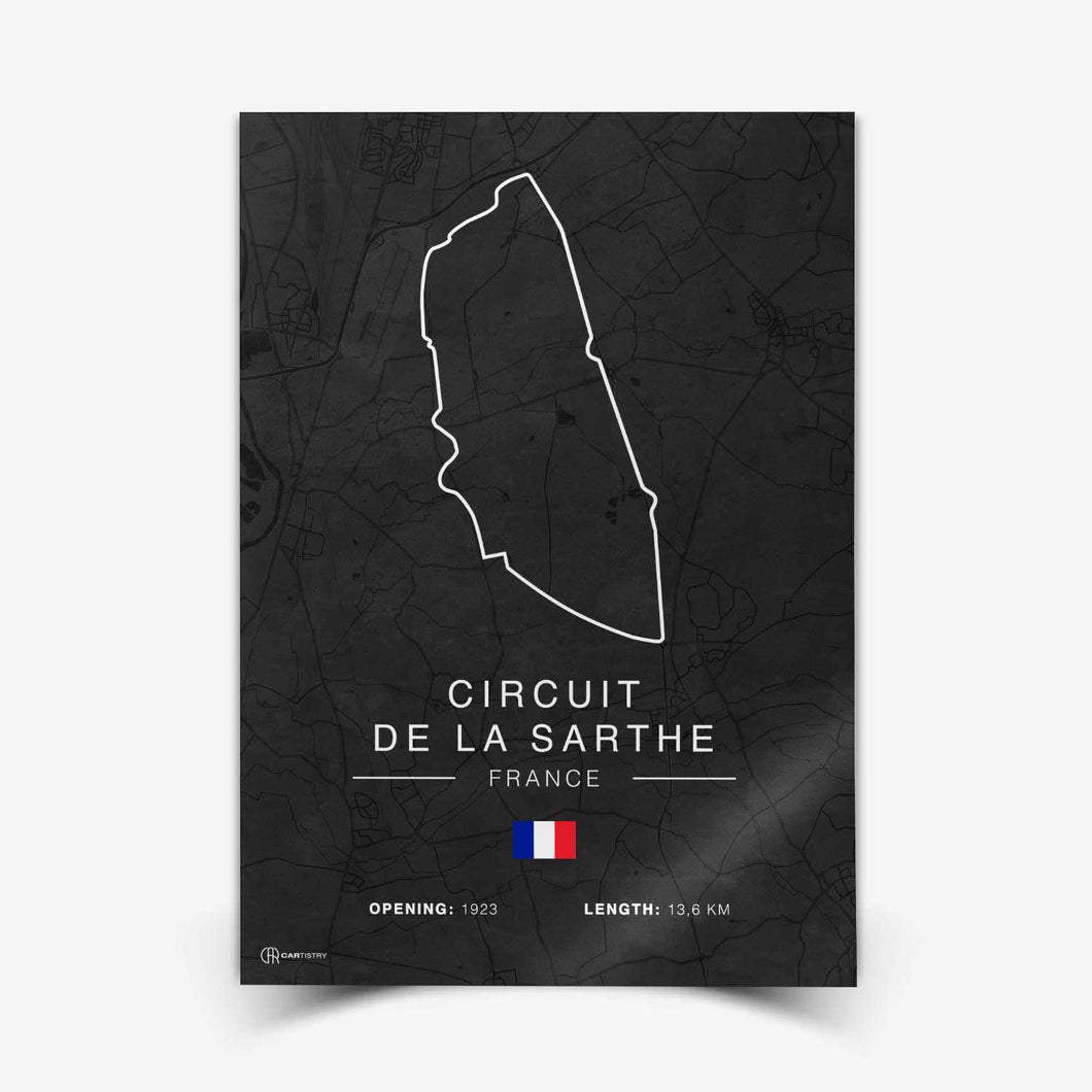 Le Mans Rennstrecken Poster - Dunkel - Cartistry