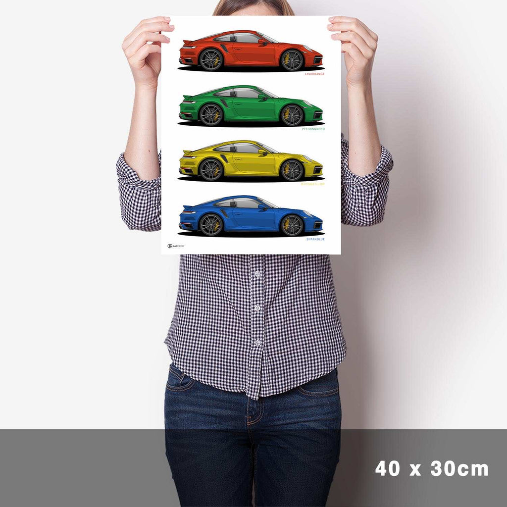 911 Turbo (992) Werksfarben Poster - Cartistry