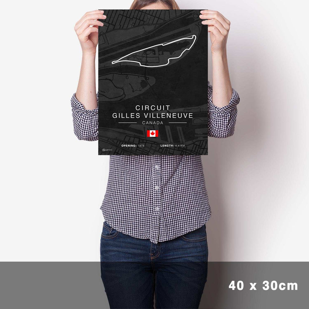 Gilles Villeneuve Rennstrecken Poster - Dunkel - Cartistry