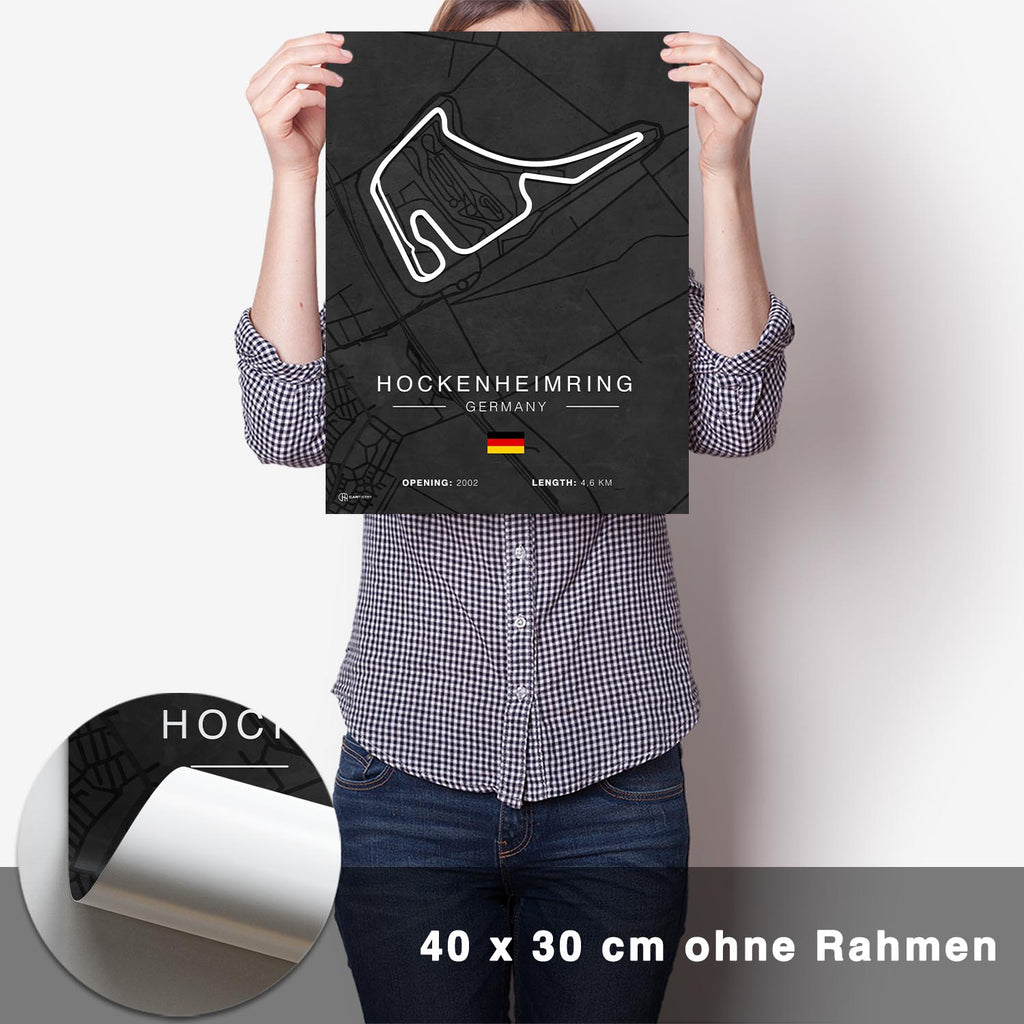 Hockenheimring Rennstrecken Poster - Dunkel - CARTISTRY